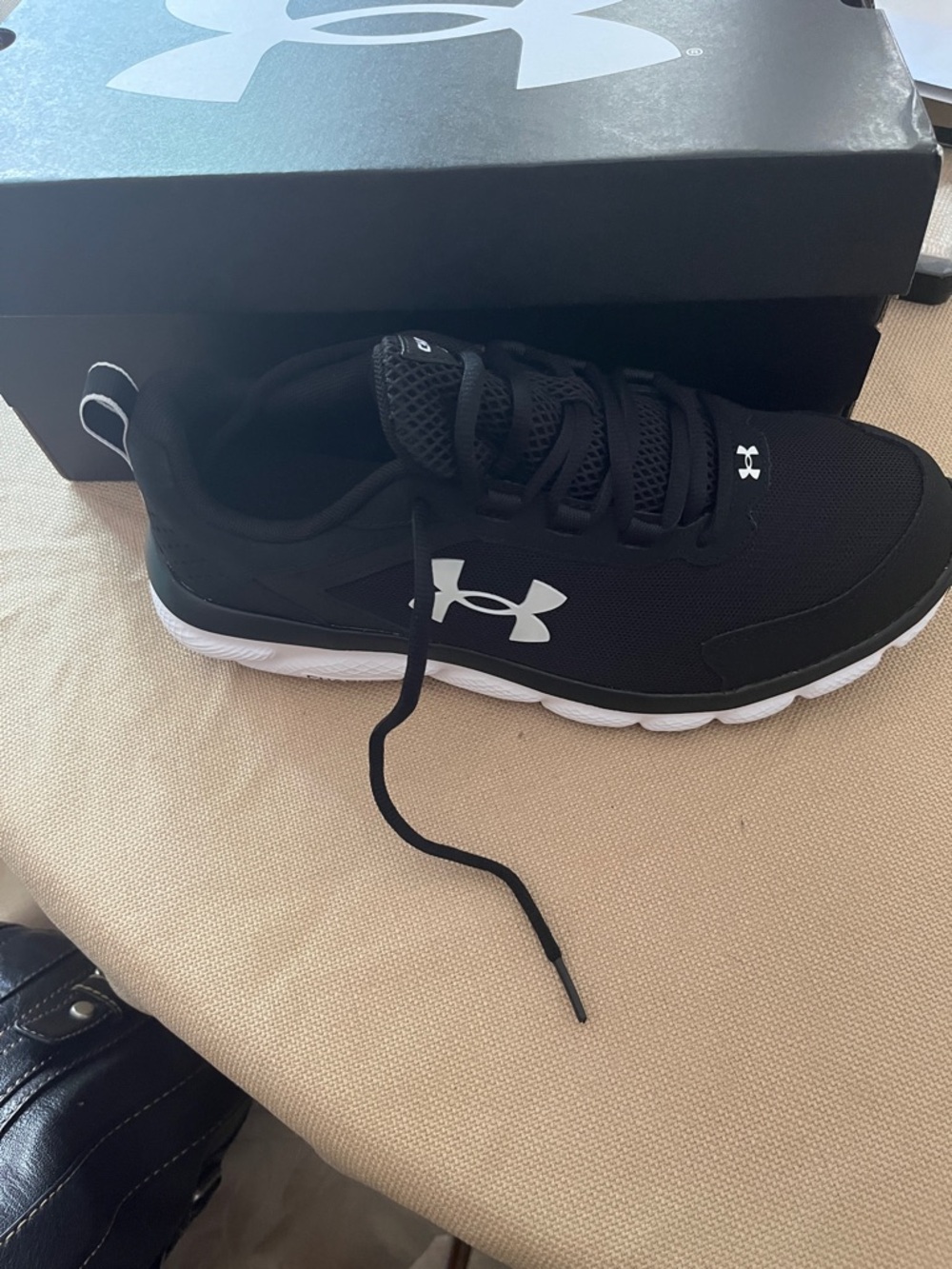 Under Armour Black and White Running Shoe
